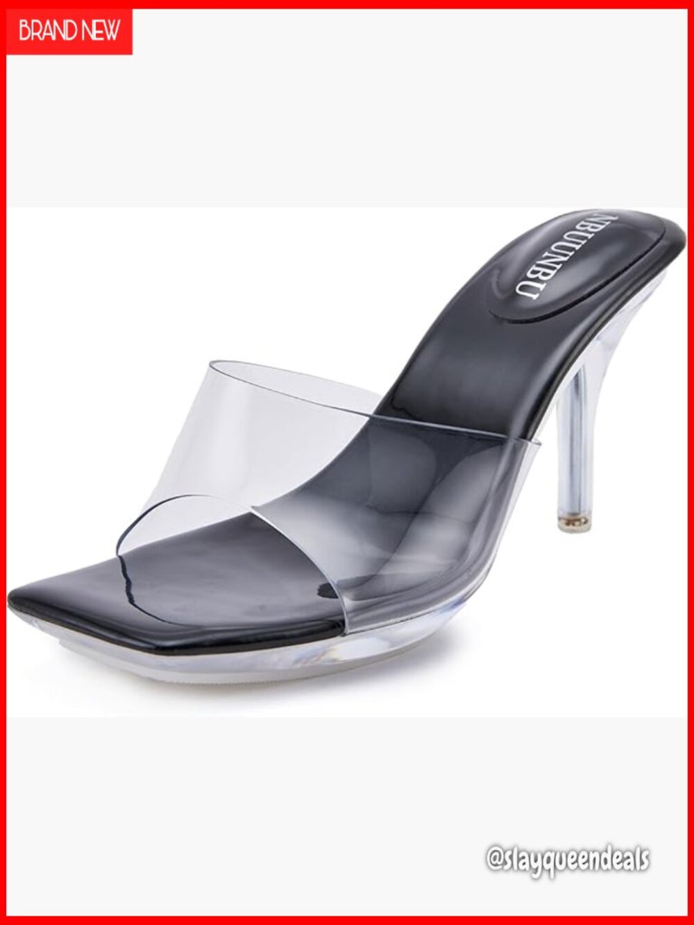 Sexy Clear Platform High Kitten Heel Sandals Mules Pumps Stiletto Square Toe